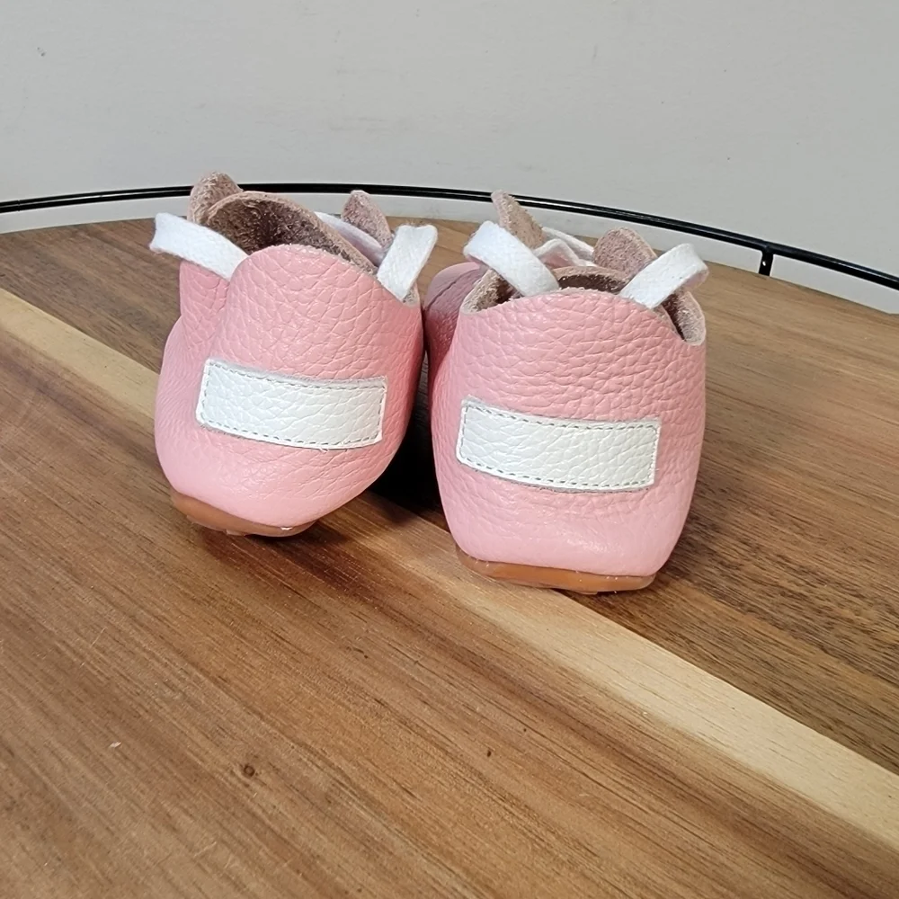 Ella Bonna Pink Baby Shoes Leather Rubber Soles Moccasins Loafers Girl Size 5.5